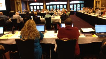Leaders of the 15 General Assembly committees meet in Louisville for several days of training before the assembly begins.