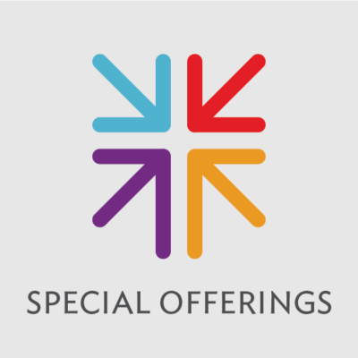The logo for special offerings, consisting of four arrows pointing toward the center.