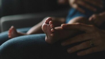 A newborn baby's foot