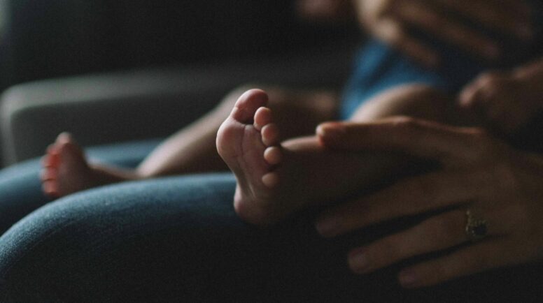 A newborn baby's foot
