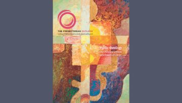 Public theology An image resembling a quilt with a cross. The cover of the Outlook's issue on public theologians.