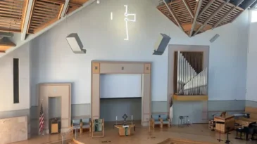 The interior of Pacific Palisades Presbyterian Church, destroyed by a fire on Jan. 7. (Photo courtesy of Pacific Palisades Presbyterian Church)
