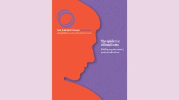 An orange silhouette of a man against a purple background.