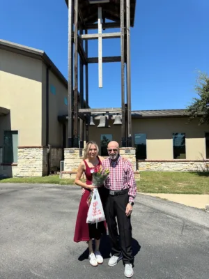 Alejandra Barrera and Steve Gottlieb pose together after Alejandra officially joins the Presbyterian Church of Lake Travis.