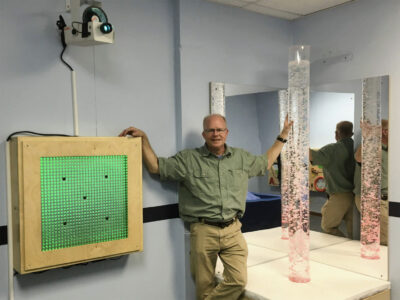 A man stands in a sensory room