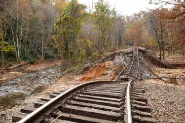Derailed train tracks