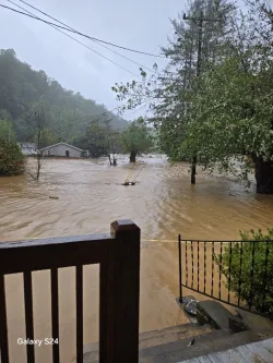 A flooded camp ground