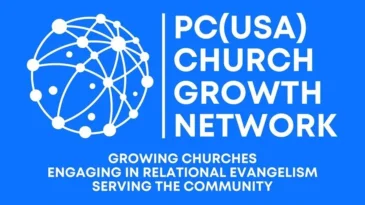Logo for PC(USA) Church Growth Network. It reads, "Growing churches engaging in relational evangelism serving the community."