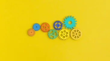 Gears on yellow background