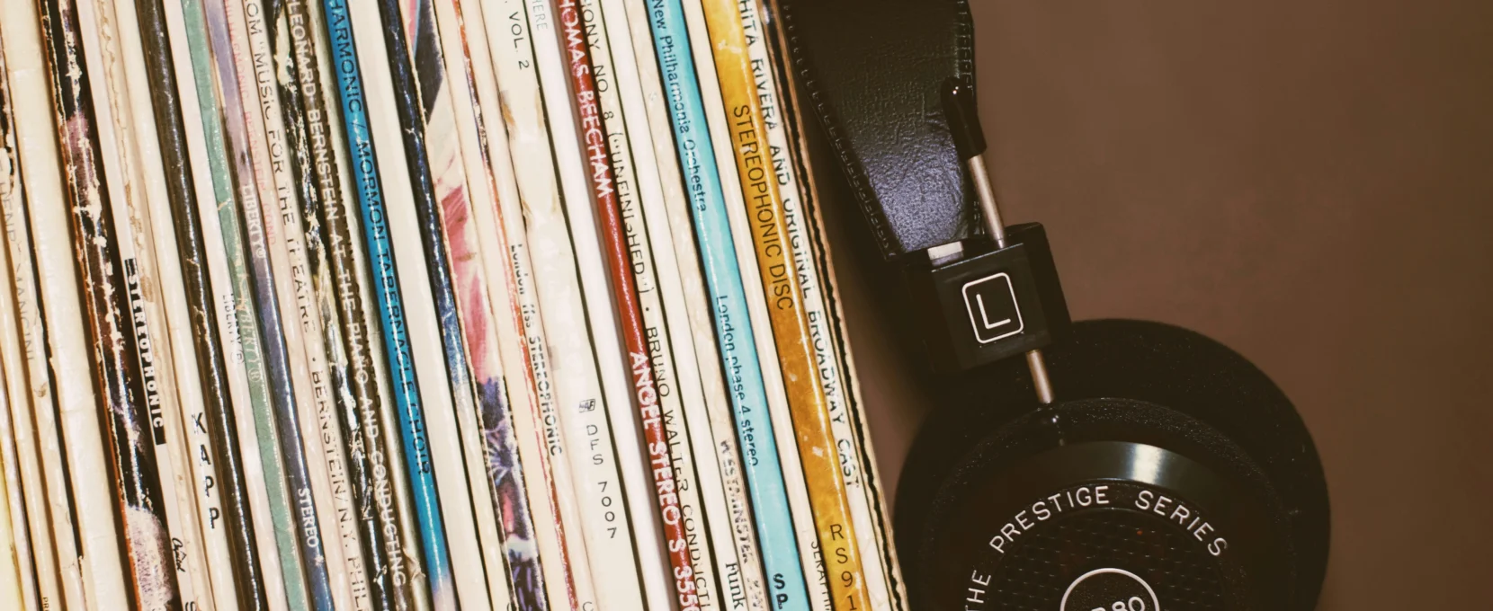 albums and headphones