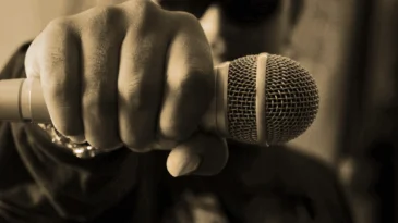 Man holding a microphone