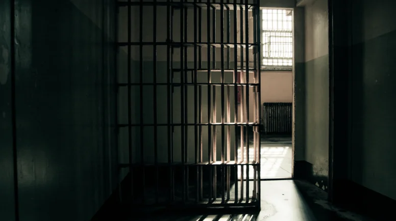 Prison cell in Alcatraz seen form the inside
