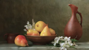 Still life with pears in a bowl