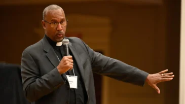 The Rev. Jimmie Hawkins speaking publicly.