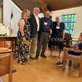 Couples Nan and Glenn Luedtke (left) and Scott Martin and Karen Blanchard (right)