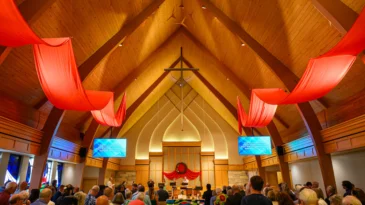 Inside the sanctuary of Wauwatosa Presbyterian Church