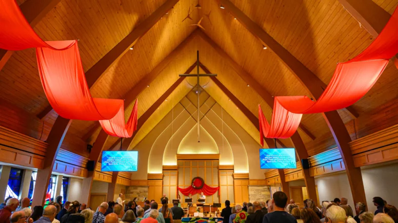 Inside the sanctuary of Wauwatosa Presbyterian Church