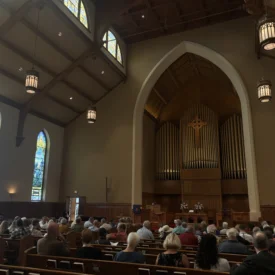 Inside the sanctuary of Immanuel Presbyterian Church, filled with GA attendees.