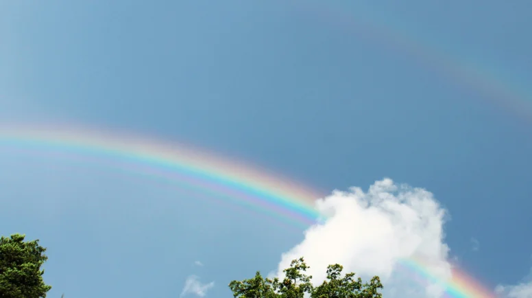 A rainbow in the sky symbolizing God's covenant with Abraham.