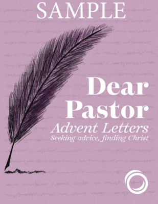 The cover for "Dear Pastor: Advent Letters" by Presbyterian Outlook. It also has "sample" written on the cover.
