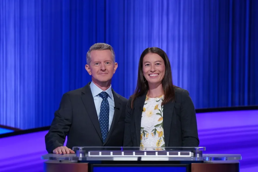 "Jeopardy!" host Ken Jennings with the Rev. Kristin Franke of National Presbyterian Church in Washington D.C. 